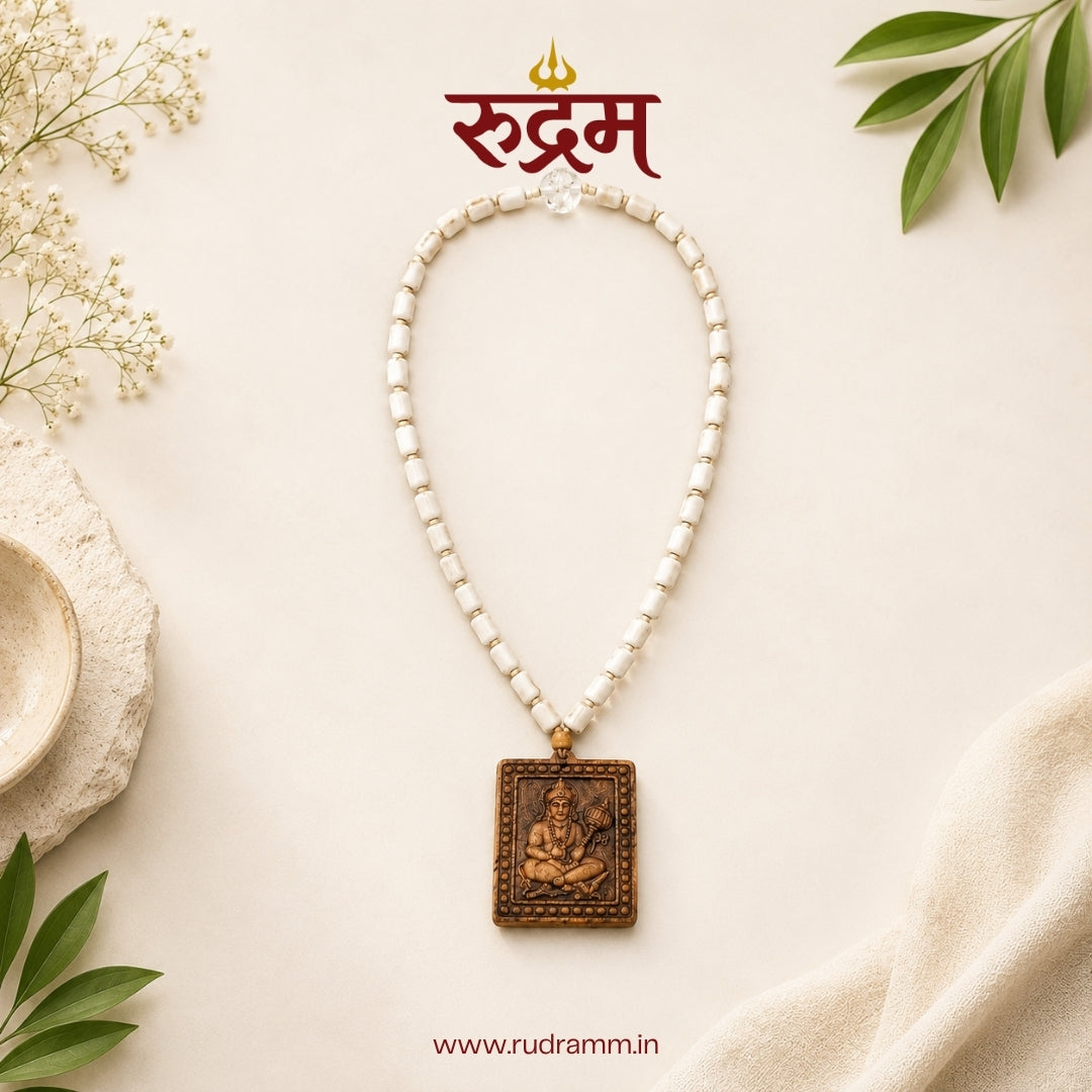 Tulsi Chawpatey Hanuman Pendant Mala
