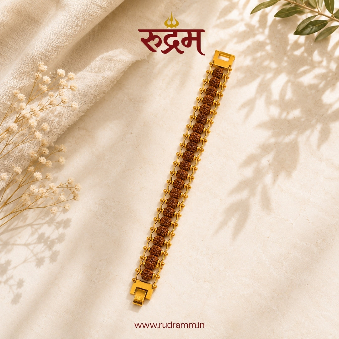Gold Plated Rudraksha Bracelet